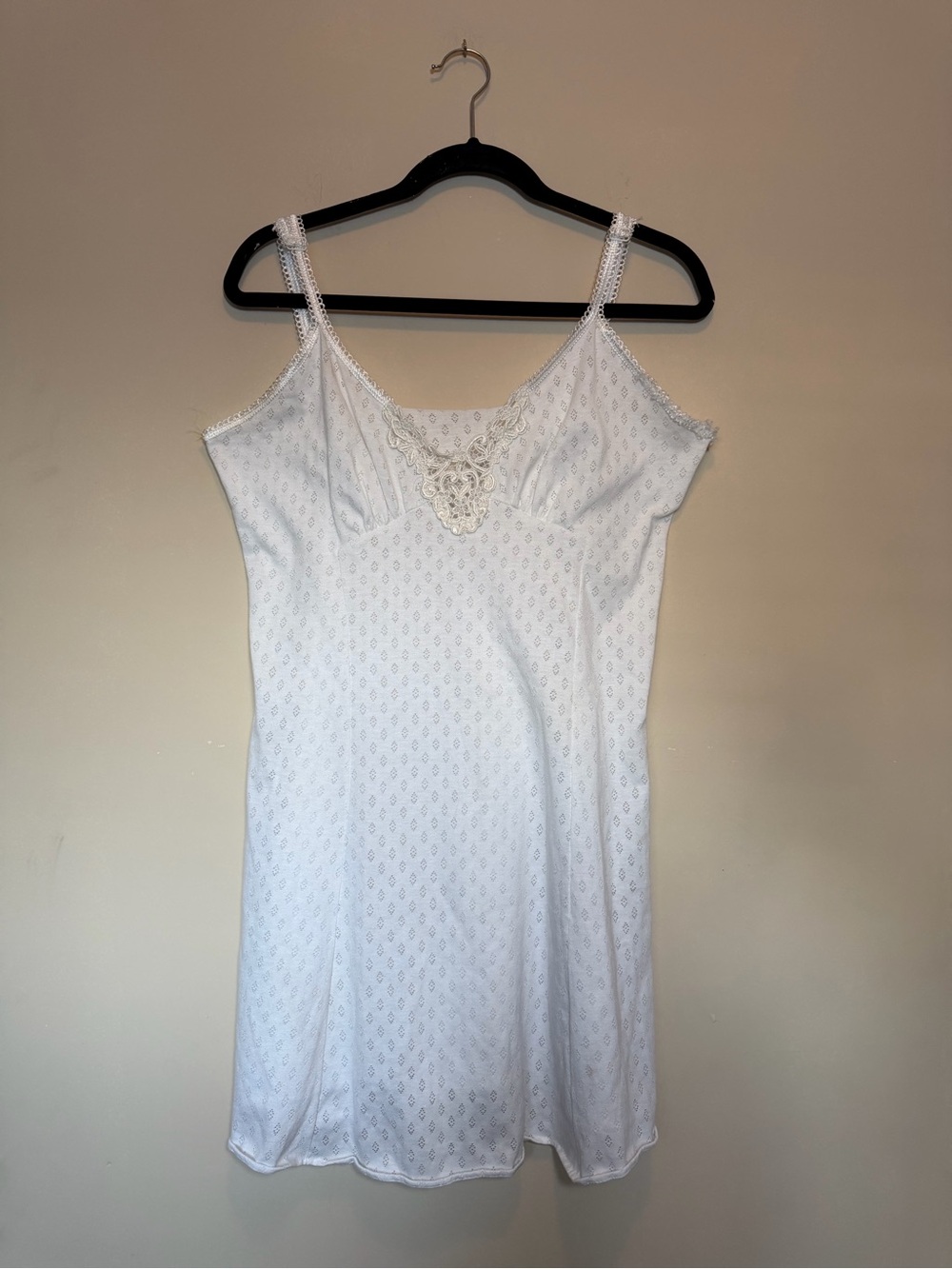 Vintage White Lace-Trim Slip Dress/ Nightgown